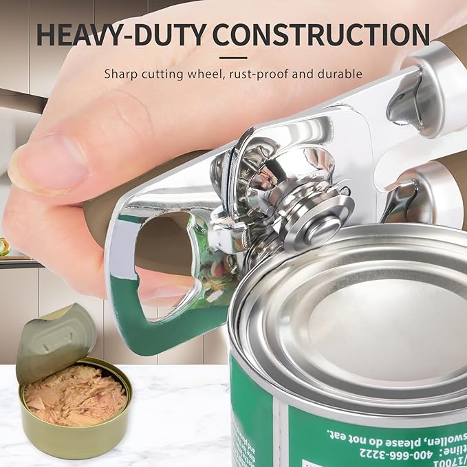 Safring Can Opener Manual, Heavy Duty Stainless Steel Smooth Edge Can Opener - Image 4