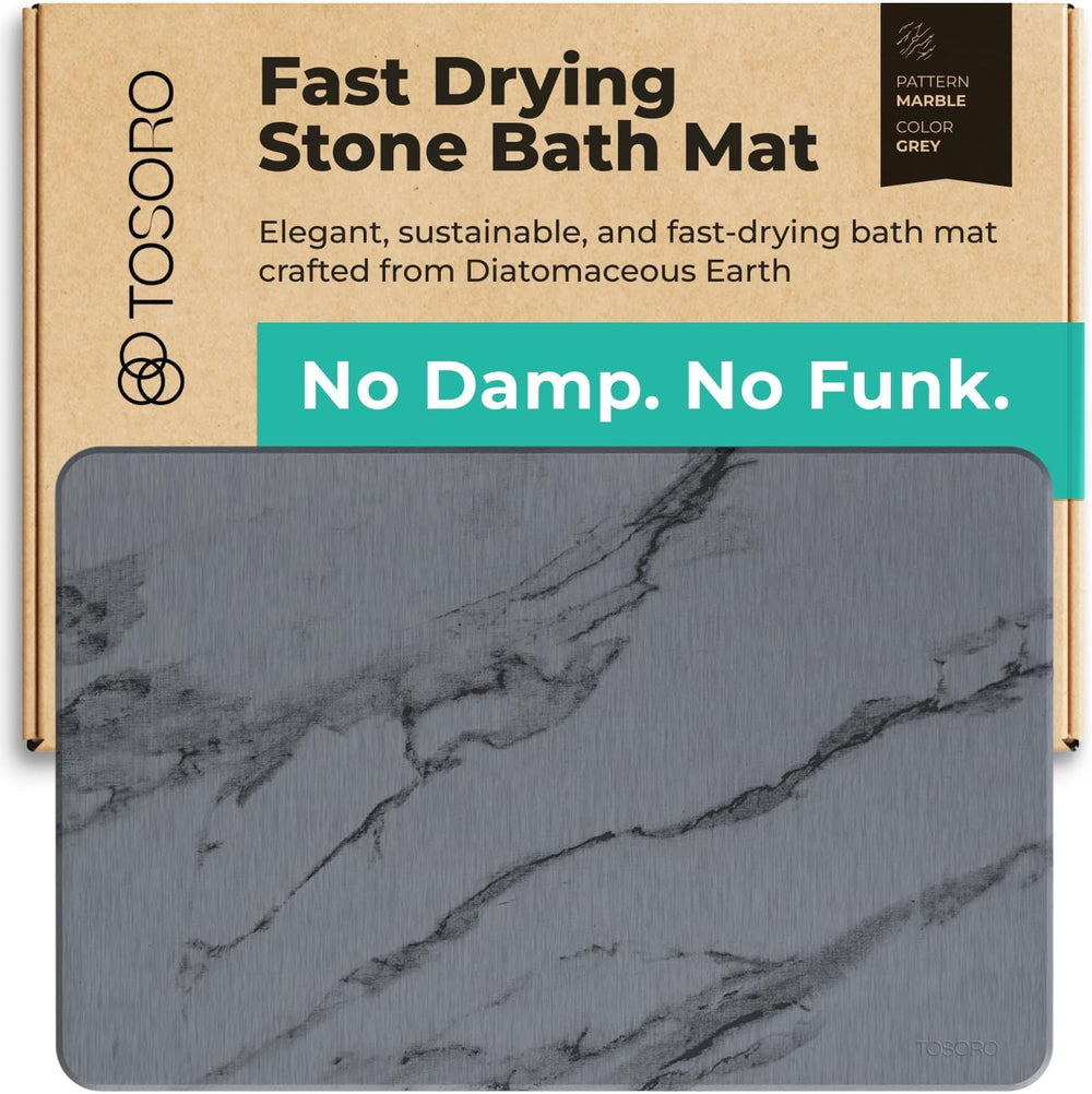 TOSORO - Stone Bath Mat Diatomaceous Earth Shower Mat Non-Slip Super Absorbent