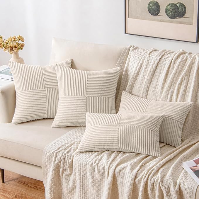 MIULEE Beige Decorative Lumbar Throw Pillow Covers 12x20 Inch - Image 4