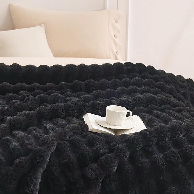 COOVA Faux Fur Throw Blanket for Couch, Cozy Soft and Fuzzy Plush Rabbit Fur - Image 3