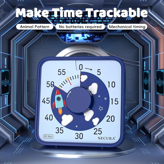 Secura 7.5-Inch Rocket Pattern Visual Timer - Image 2