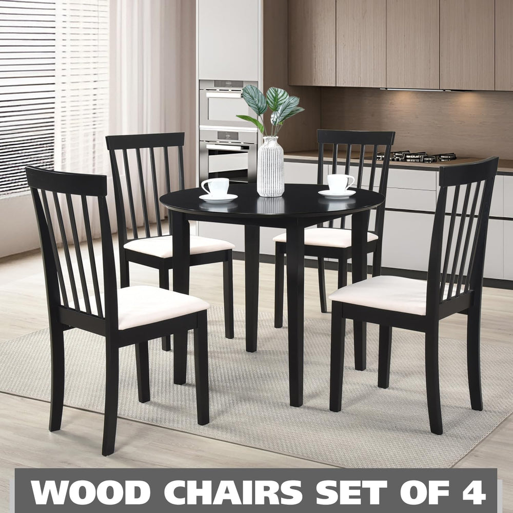 Kings Brand Furniture - Set of 4 Wood Dining Chairs - Upholstered Modern Dini...