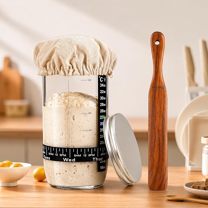 2 Pack Wooden Spurtle for Sourdough Starter, Reaching Bottom of Jar, Dough Whisk - Image 4