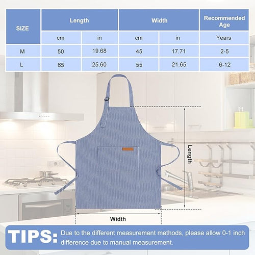 2 Pack Stripes Kids Apron, Kids Cooking Aprons - Image 2