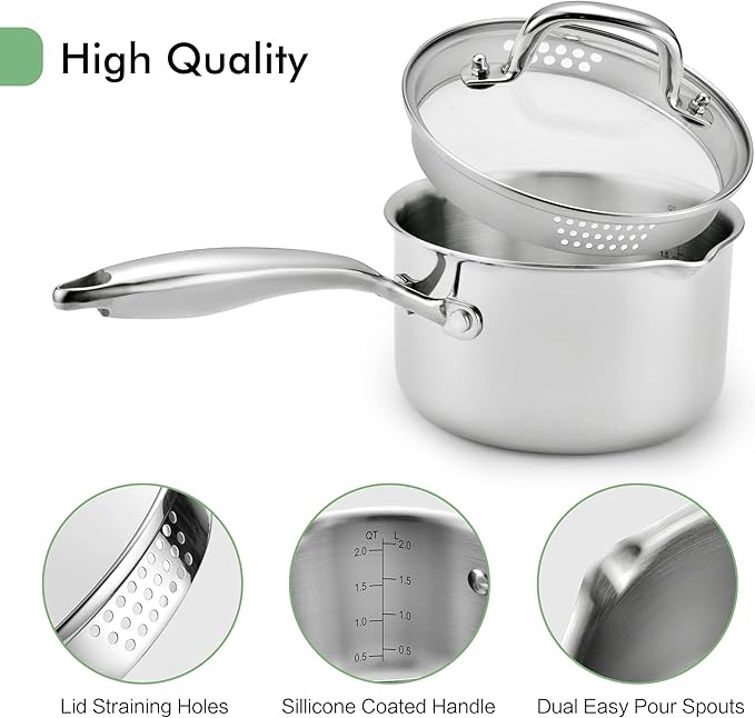 2.5 Quart Stainless Steel Pot Saucepan - Image 3