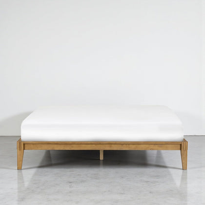 Sapa Solid Wood Platform Bed Frame – Minimalist, Japanese Joinery, No Box Spring Needed, Silent Slats, Easy Assembly – King – Teak Look