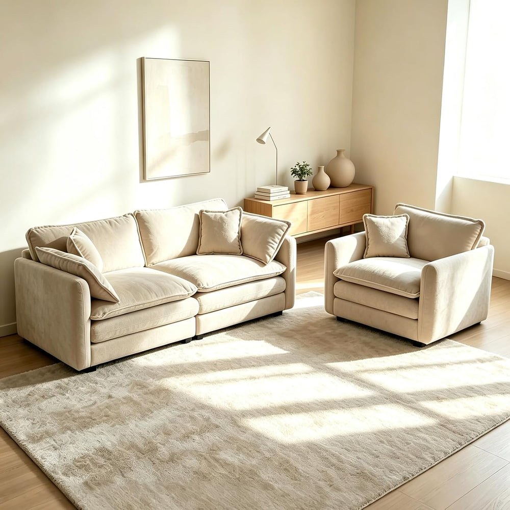 Cloud Loveseat Sofa Couch & Chair Set for Living Room
