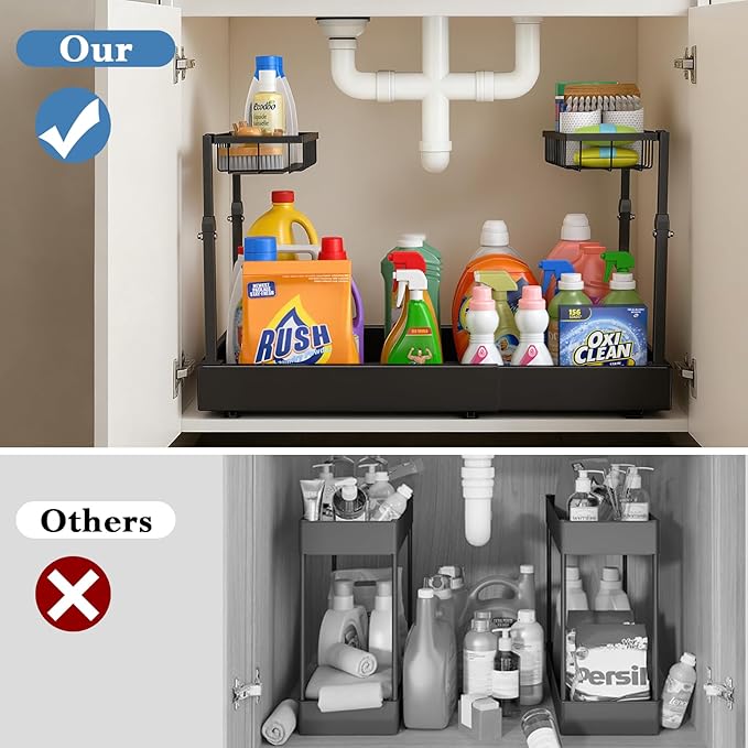 Aisslro Under Sink Organizer, 2 Tier Under the Sink Storage, Expandable - Image 8