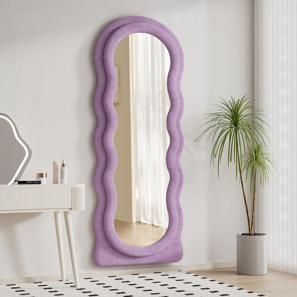 Dewfig Full Length Mirror, 63" x 24" Flannel Full Body Mirror, Purple
