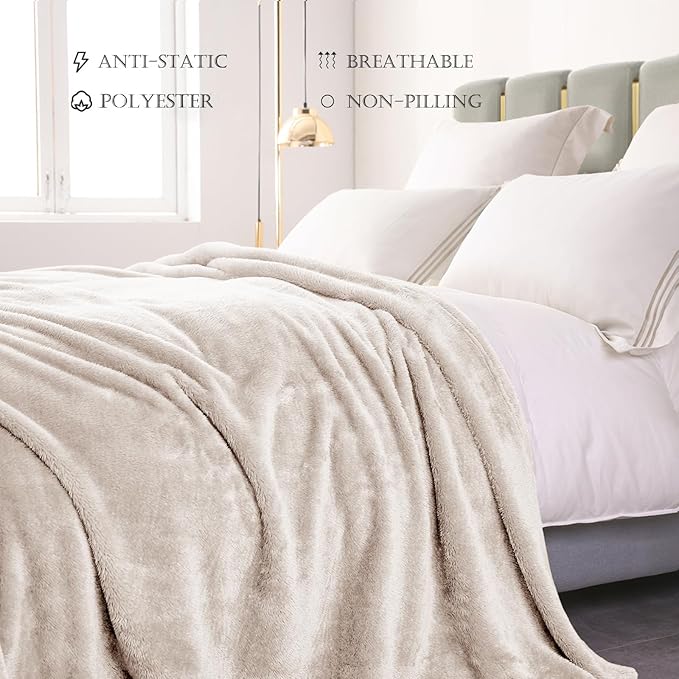 Exclusivo Mezcla Plush Fuzzy Fleece Bed Blanket Queen Size, Super Soft - Image 4