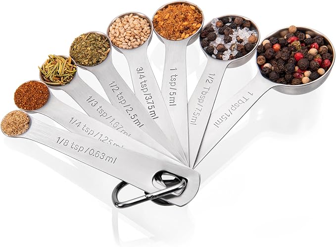 Doosu Measuring Spoons Set of 8-18/8 Stainless Steel Heavy Duty Teaspoons by Doosu