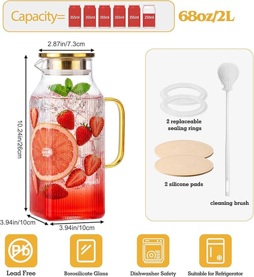 2 Pack 68oz/2 Liter Square Glass Pitcher - Image 2
