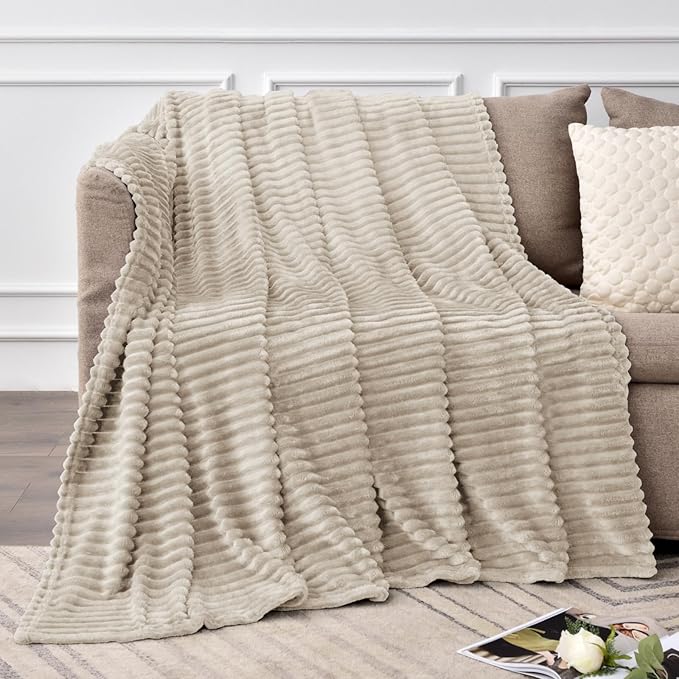 BEDELITE Fleece Blanket King Size – 3D Ribbed Jacquard Soft and Warm Decorative - Image 6