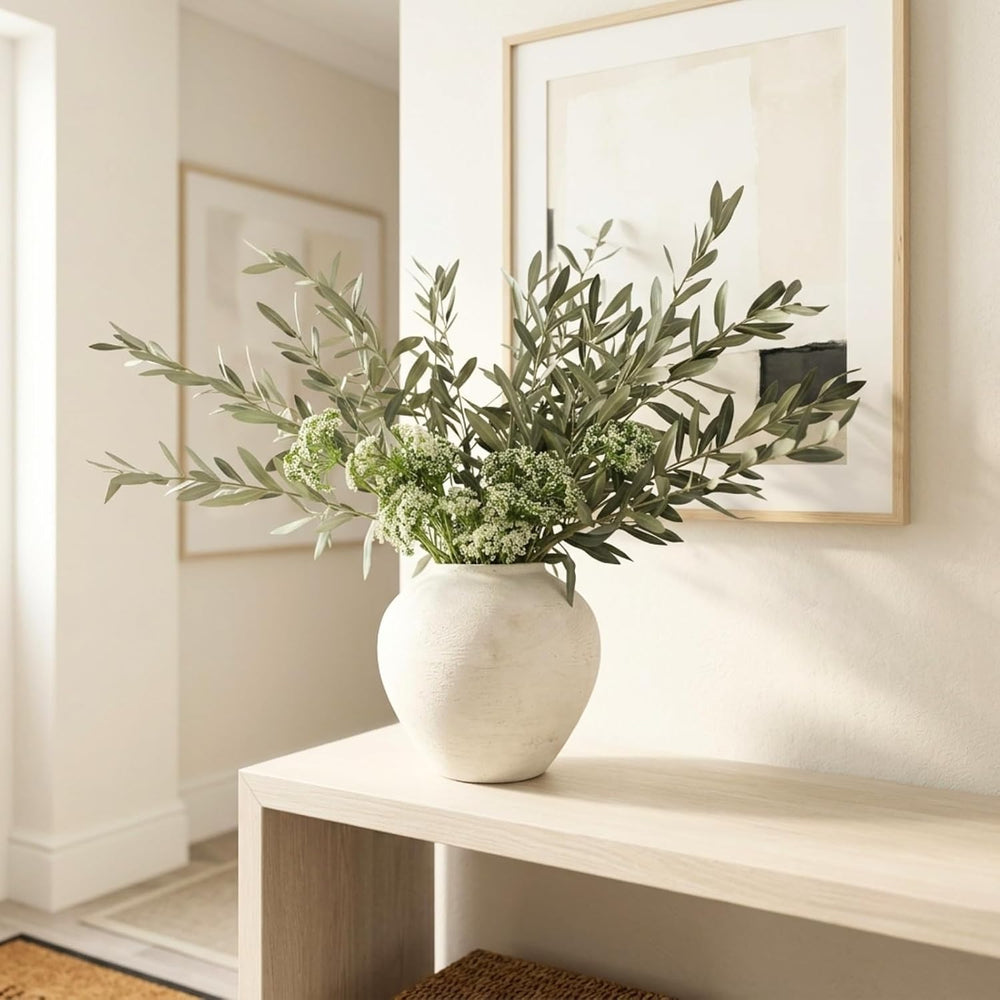 Faux Arrangement - Olive Branches & White Berry, Greenery Stems For Vase
