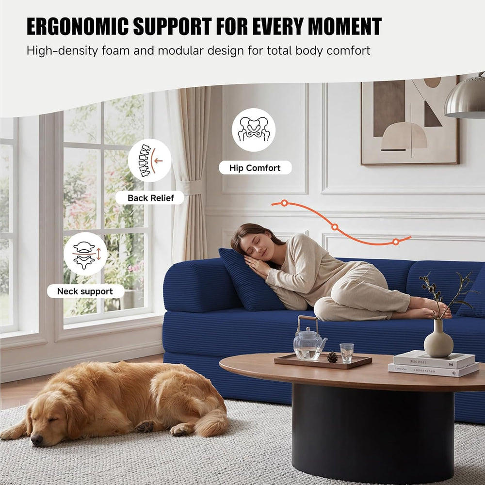 79" Convertible Futon Sofa Bed,5-In-1 Boneless Couch for Small Spaces