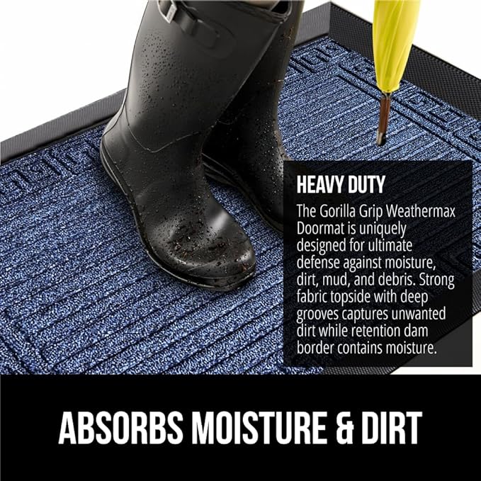 GORILLA GRIP 100% Waterproof All-Season WeatherMAX Doormat, US Designed Natural - Image 4