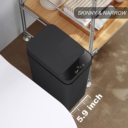 Yatmung 2 Pack - Skinny Trash Bin Sensor Motion 2.5 Gallon Touchless Bathroom
