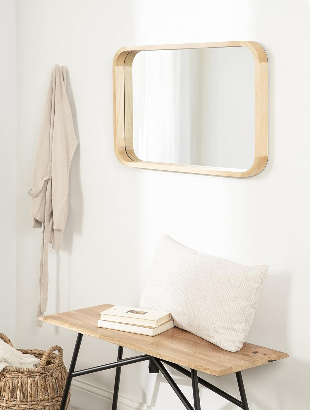 Kate and Laurel Hutton Modern Rounded Rectangle Wall Mirror; 20 x 30; Natural...