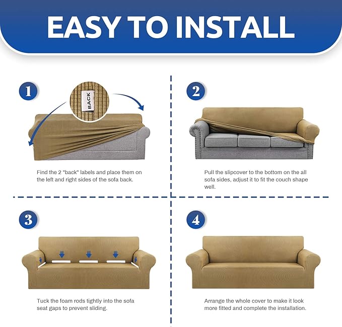 KEKUOU Stretch Oversized Sofa Slipcover 1 Piece Couch Sofa Cover Furniture - Image 5