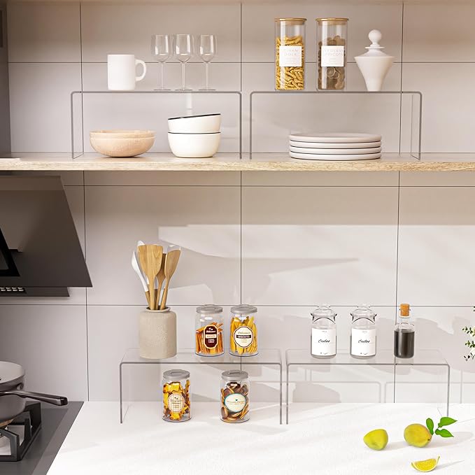Aminigram 8 Packs Cabinet Organizer Shelf, Acrylic kitchen Cabinet Shelves - Image 3