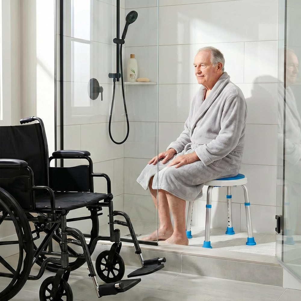 Vaunn Medical Tool-Free Assembly Adjustable Swivel Shower Stool Seat Bench SP...