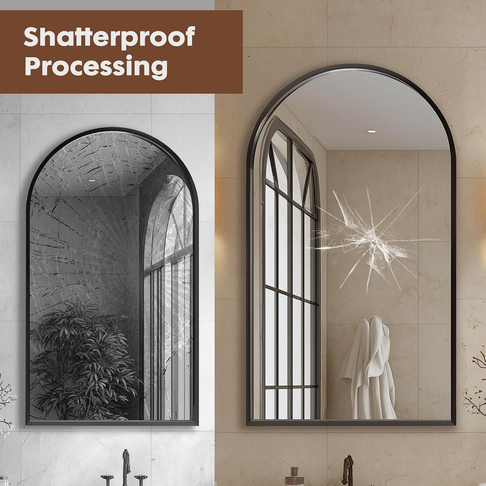 Dewfig Arched Wall Mirror, 38"x26" Bathroom Mirrors for Over Sink, ...