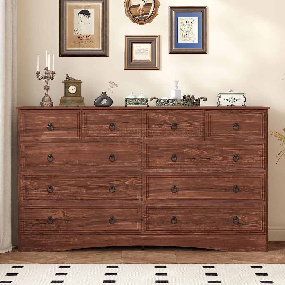 10 Drawers Dresser for Bedroom, 55.2 Inches Large Dressers Mid Century Modern...
