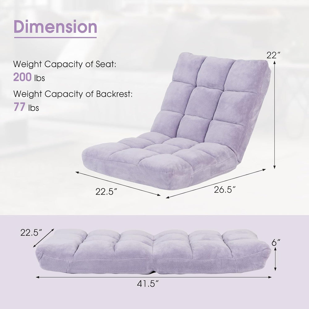 S AFSTAR Cushioned Floor Chair, 14-Position Adjustable Padded Lazy Recliner w...