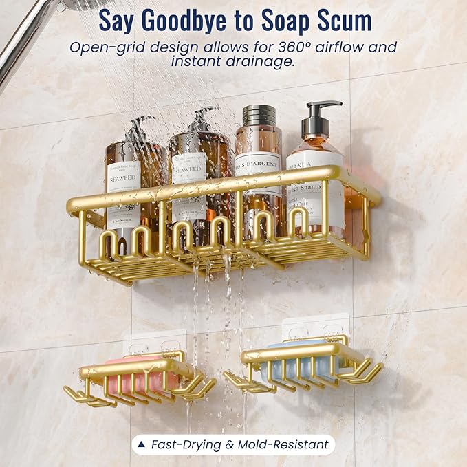 8 Pack Adhesive Rustproof Shower Shelves - Image 5