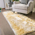 Latepis Yellow Rug for Bedroom Runner 2x5 Washable Faux Sheepskin Fur Rug by Latepis