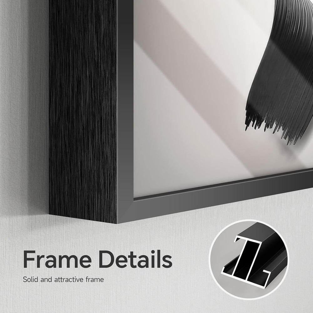 Framed Abstract Modern Black and White Wall Art for Living Room, 24x36 Inch