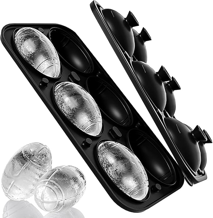 Silicone Large Ice Cube Tray, 6 Big Football Ice Cube Trays by Acosexy