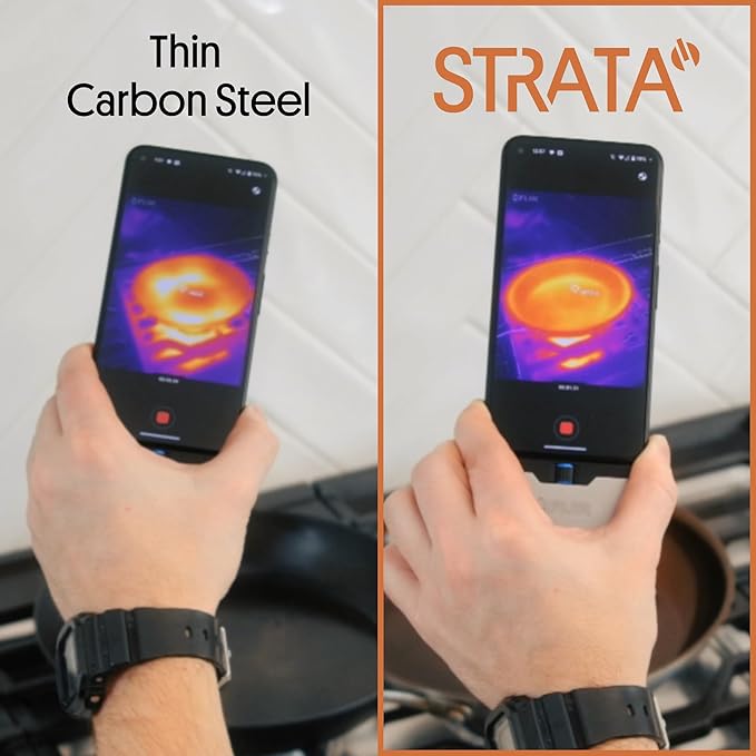 STRATA Carbon Steel Clad 8.5" Frying Pan Skillet, 3-Ply Carbon Steel Cookware - Image 7