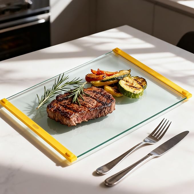 LANGBOHOS Small Glass Cutting Board, Silicone Grip, Heat-Resistant, Dishwasher - Image 6