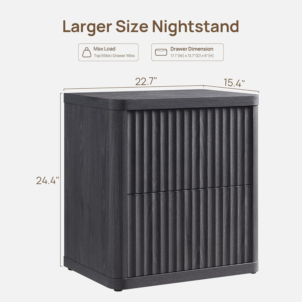 SICOTAS Night Stand Nightstand with 2 Drawers Storage Bedside Table Large Flu...