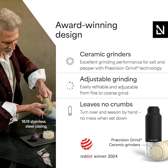 LARS NYSØM Salt and Pepper Grinder Set, Stainless Steel Manual Salt and Pepper - Image 2