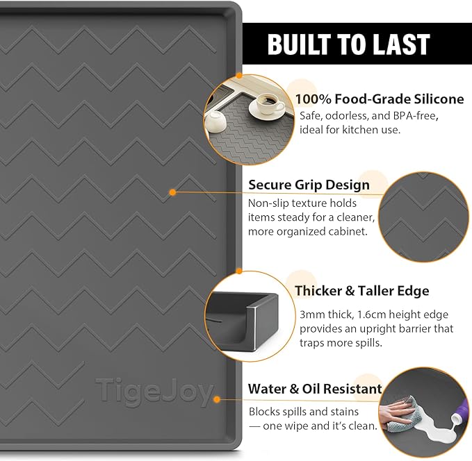 TigeJoy Under Sink Mats for Kitchen Waterproof, Leak-Proof Silicone Mat Sink - Image 3