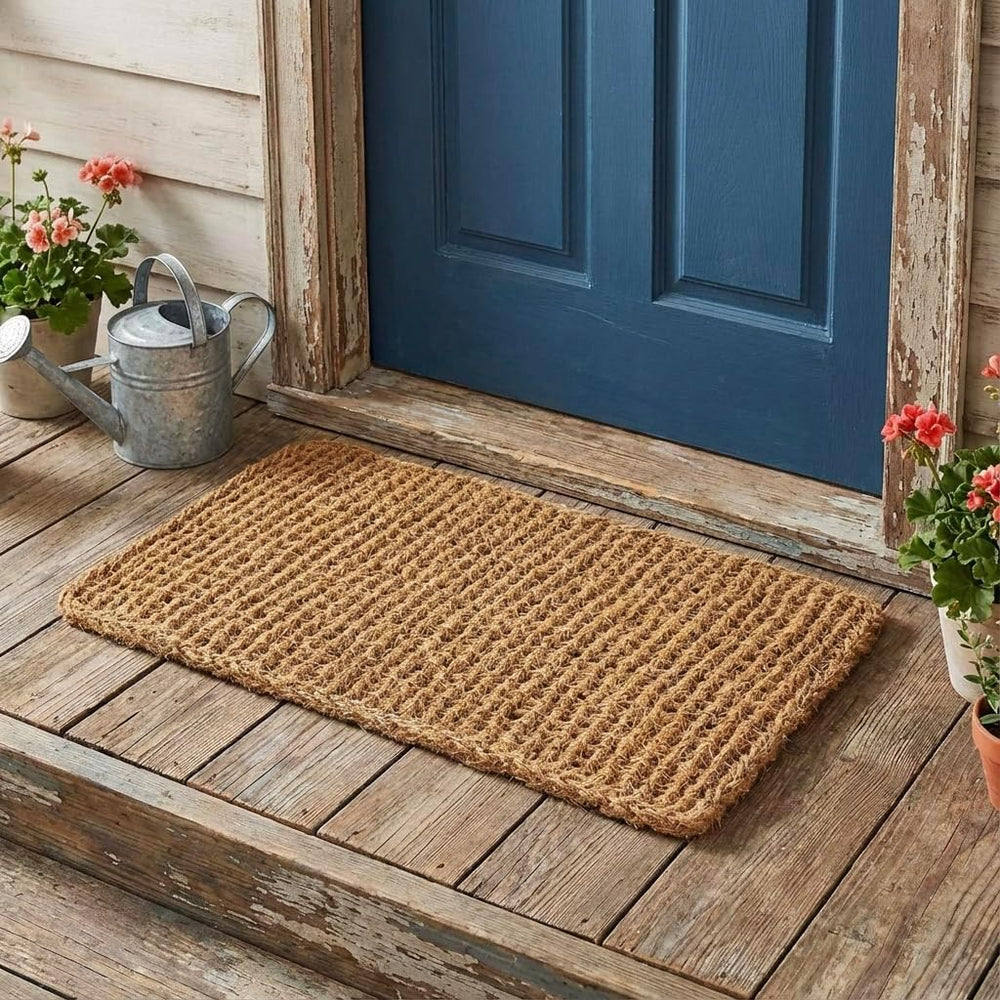Kempf Dragon Weave Coco Coir Doormat, 22" x 36", Hand-Twisted Inter...