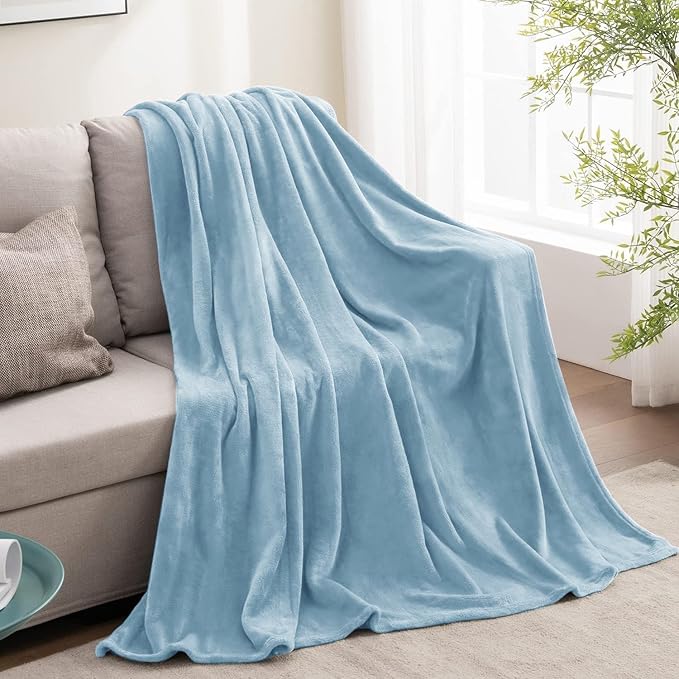 BEDELITE Fleece Blanket Twin Size Washed Blue Throw Blankets - Image 9