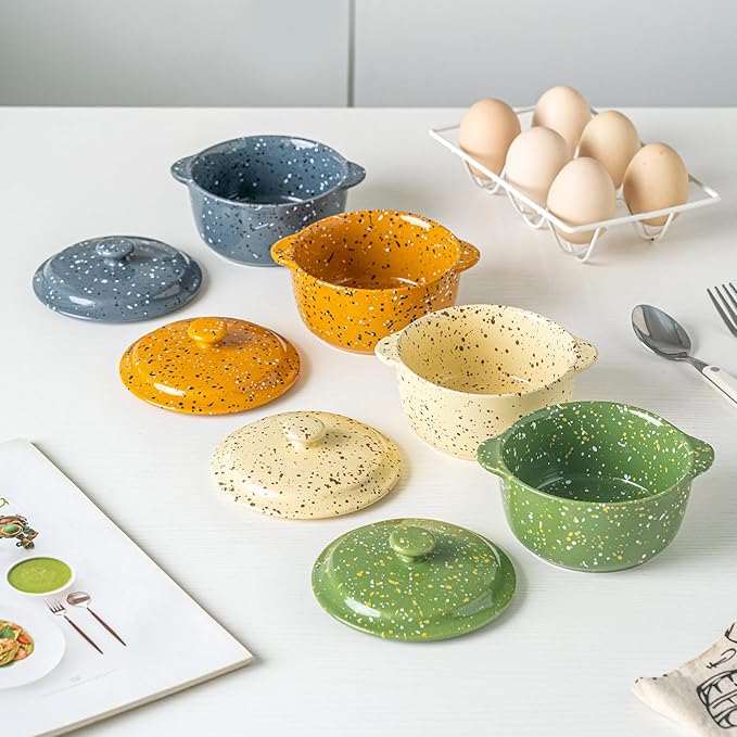 Ceramic Mini Cocotte Set of 4 for Oven, 10 Oz Small Casserole Dishes - Image 6