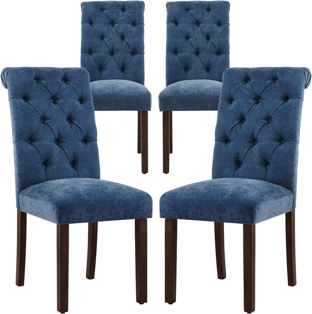 COLAMY Button Tufted Dining Chairs Set of 4, Parsons Upholstered Fabric Dinin...