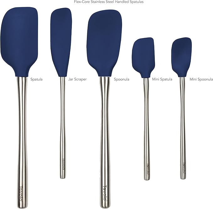 Tovolo Stainless Steel Handled Silicone Spatula Set of 5 Deep Indigo, - Image 2