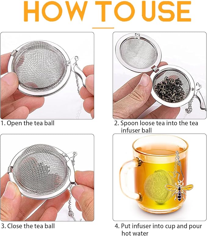 Tea Infuser 2 pcs TeaSanavie Tea Strainer Handmade Honey Bee & Spider Loose - Image 4