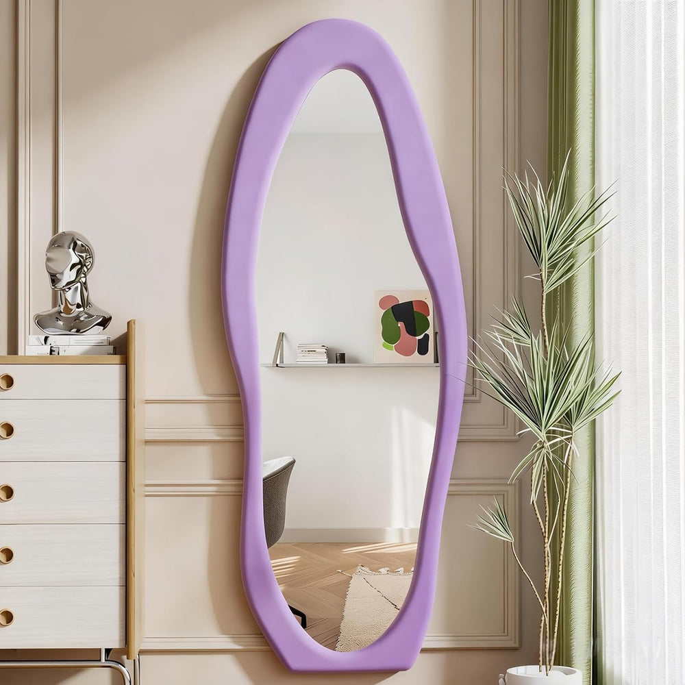 Dewfig Full Length Mirror, 63" x 24" Flannel Full Body Mirror, Violet