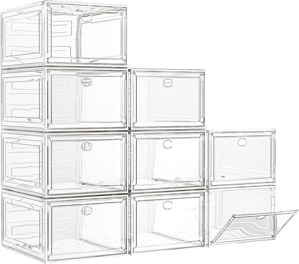 7 code Large Clear Shoe Boxes Organizer【Thicker Material】 Stronger Shoe Box