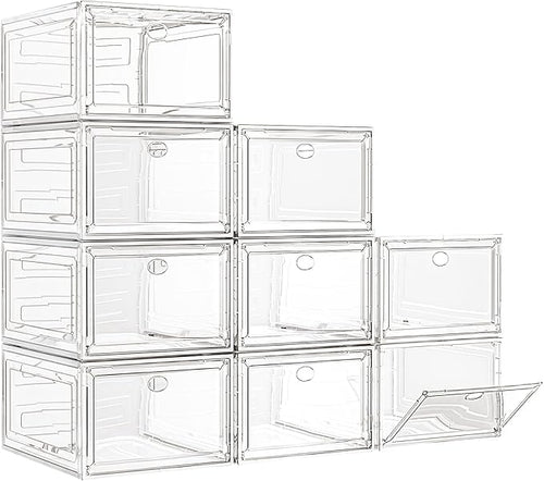 7 code Large Clear Shoe Boxes Organizer【Thicker Material】 Stronger Shoe Box by 7+code