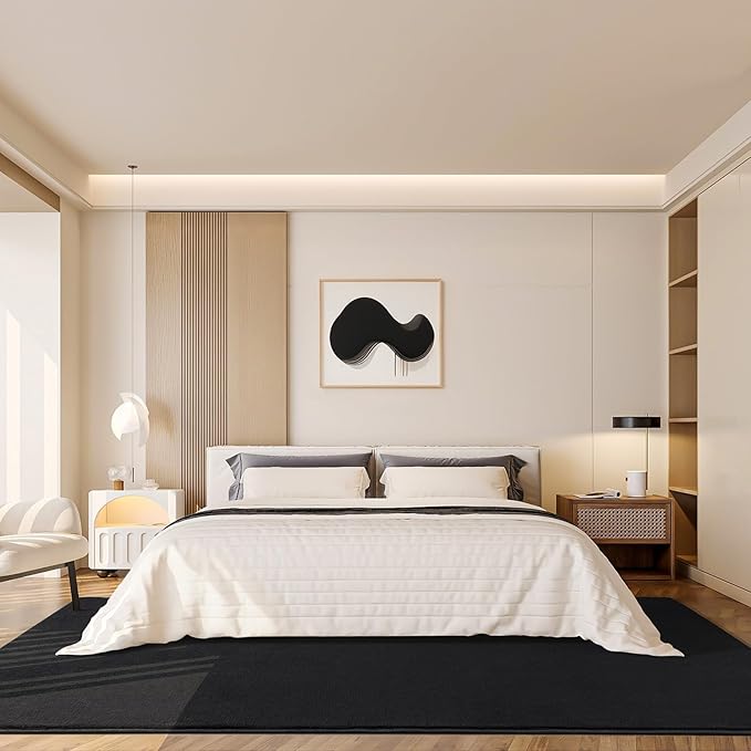 Amearea Large Modern Area Rugs for Bedroom Living Room, 8x10 Feet Black - Image 8