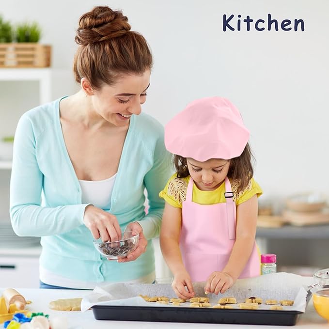 Kids Apron and Chef Hat Set, 16 Pieces Boys Girls Kids Apron - Image 5