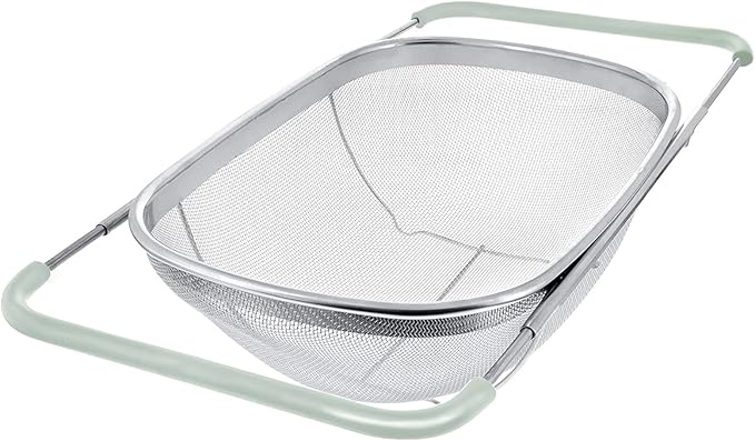 AJIODA Over The Sink Colander, 6 Quarts Stainless Steel Oval Colander by AJIODA