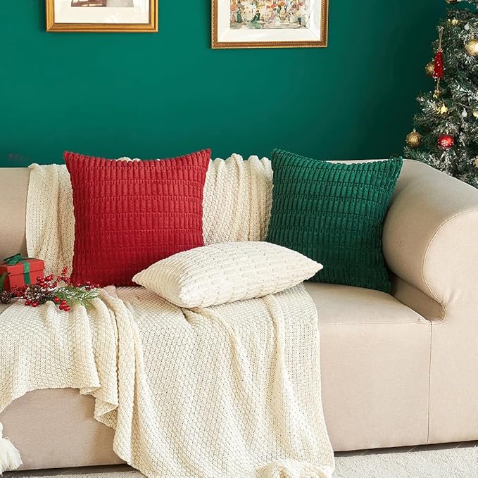 MIULEE Pack of 2 Dark Green Corduroy Decorative Euro Sham Pillow Covers 24x24 - Image 8